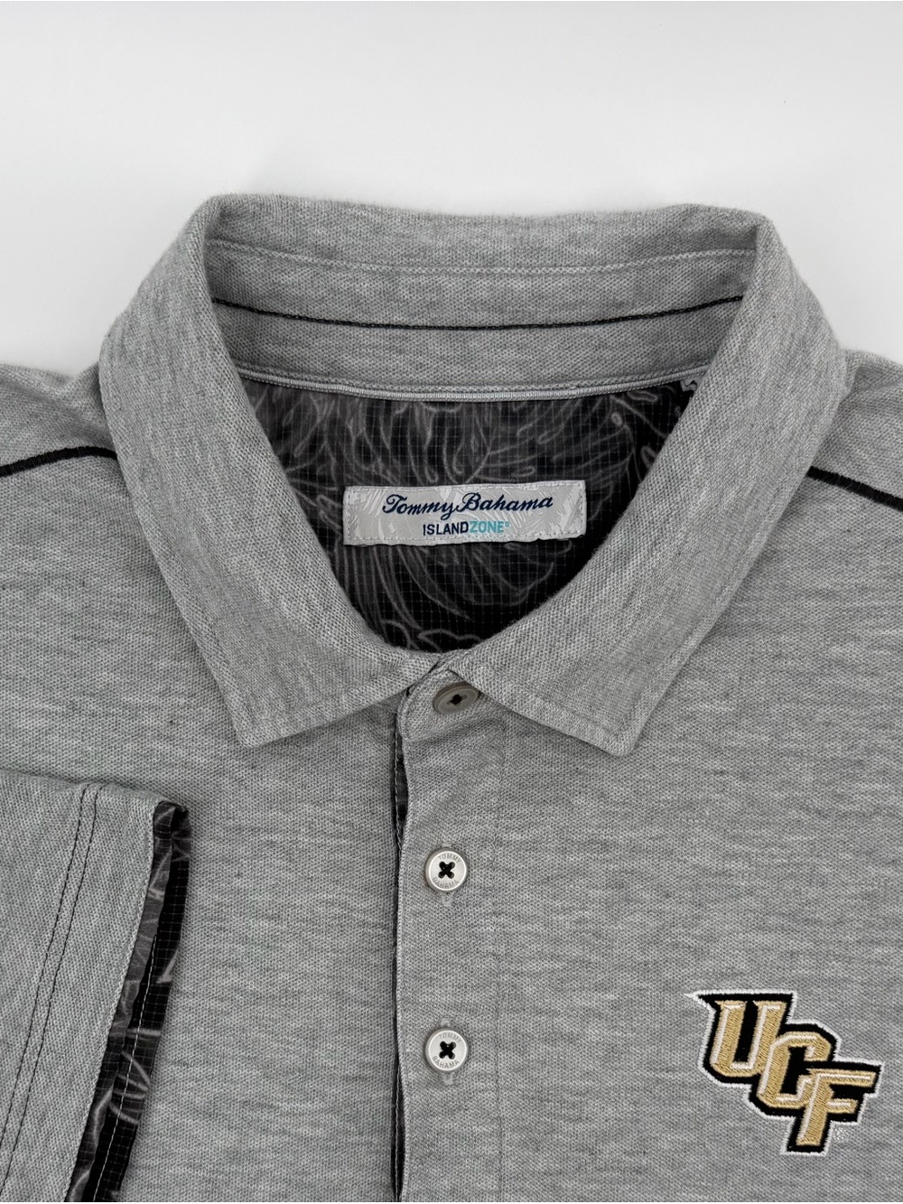 Tommy Bahama Men’s Light Grey Polo with UCF Embroidered Logo L